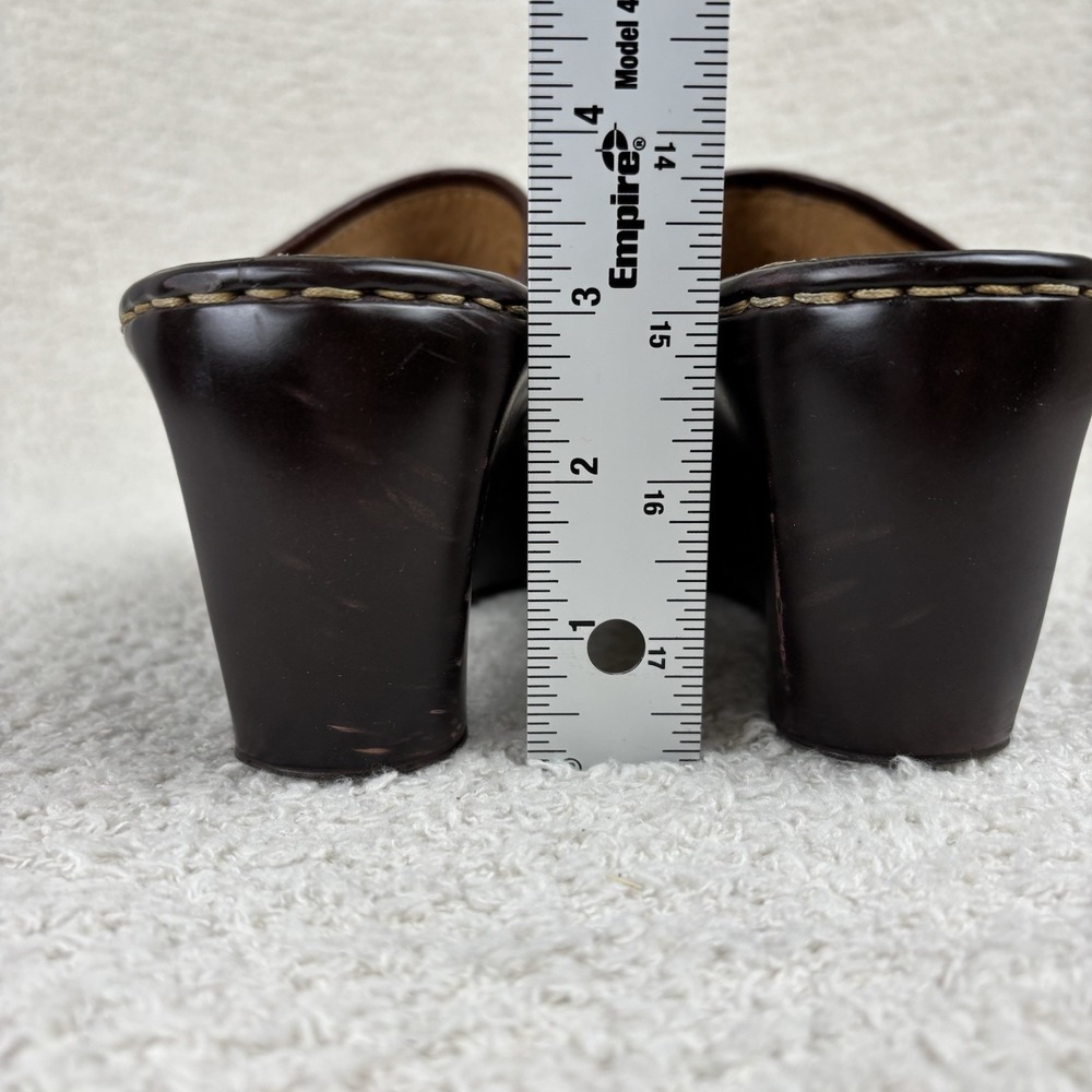 Born Shoes Womens 9 Brown Naomi T Moro Leather Mule Clog Slip On Wedge Studded - Picture 11 of 15